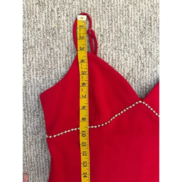 Lulus Red Mini Dress Y2K Glam rhinestones size XL Homecoming Date Party 90s - Picture 8 of 9